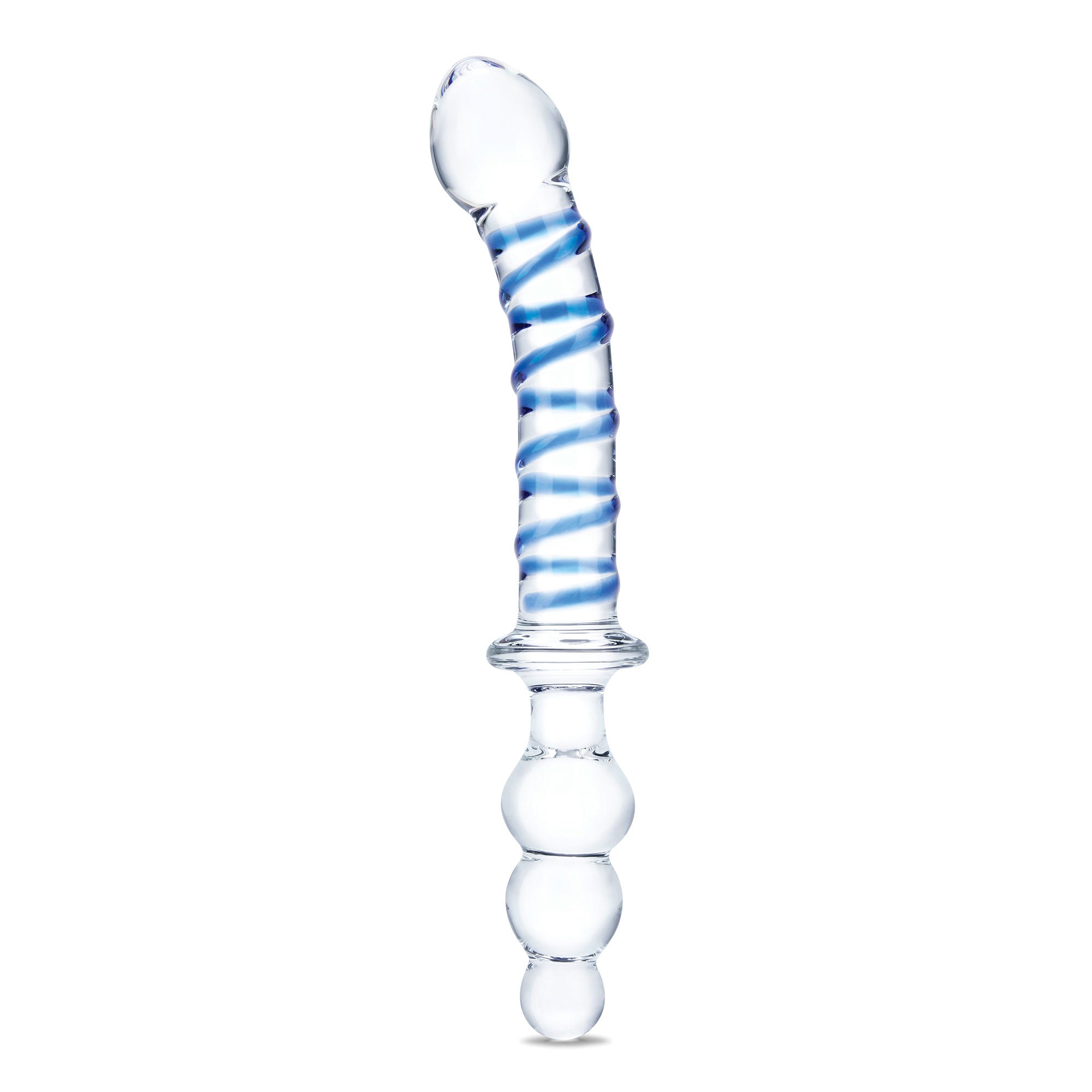 Glas 10 Inch Twister Dual-Ended Glass Dildo with Blue Spiral Design > Glass > Dildos