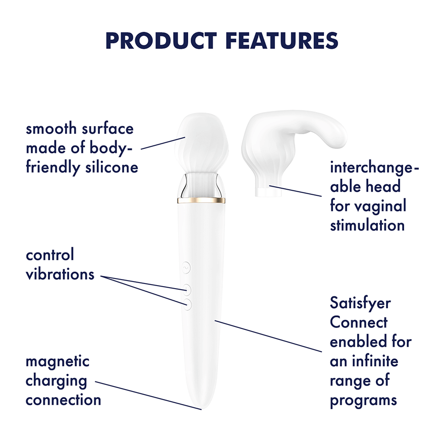 Satisfyer Double Wander Bluetooth App Remote-Controlled Couples Vibrator with Interchangeable Heads > Sex Toys > Massage Wands