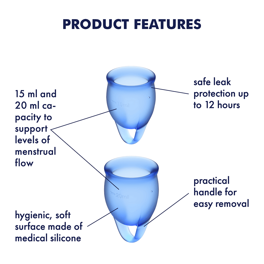 Satisfyer Feel Confident Menstrual Cup Set – Medical Grade Silicone 15ml and 20ml Cups > Essentials > Menstrual Products