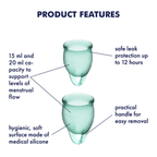 Satisfyer Feel Confident (Dark Green) – Medical Grade Silicone Menstrual Cup Kit 15ml and 20ml Reusable > Essentials > Menstrual Products