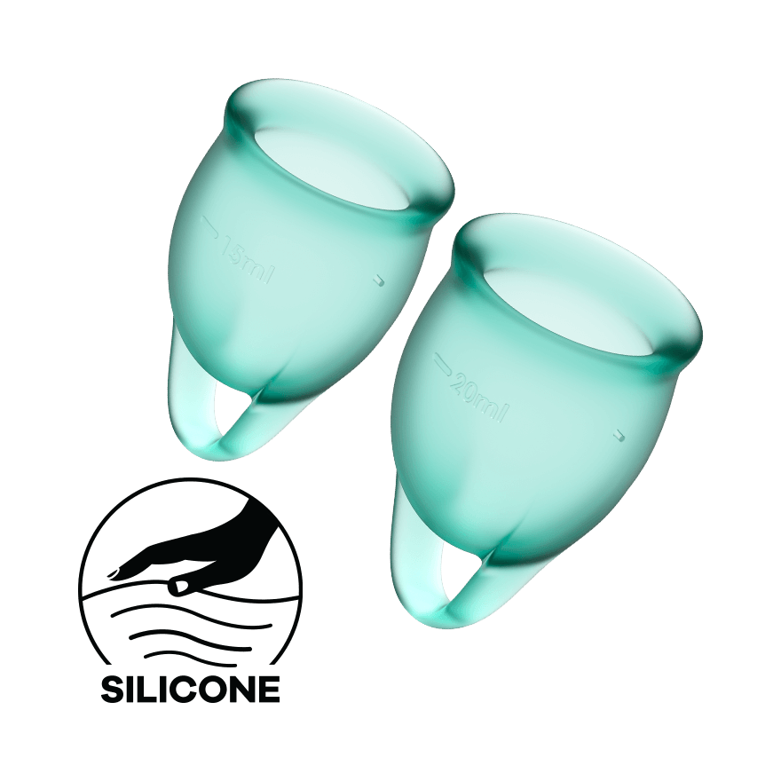 Satisfyer Feel Confident (Dark Green) – Medical Grade Silicone Menstrual Cup Kit 15ml and 20ml Reusable Secondary image