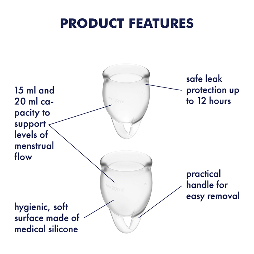 Satisfyer Feel Confident Menstrual Cup Kit – Medical Grade Silicone Two Sizes > Essentials > Menstrual Products