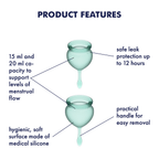 Feel Good Reusable Medical-Grade Silicone Menstrual Cup Set (Dark Green) > Essentials > Menstrual Products