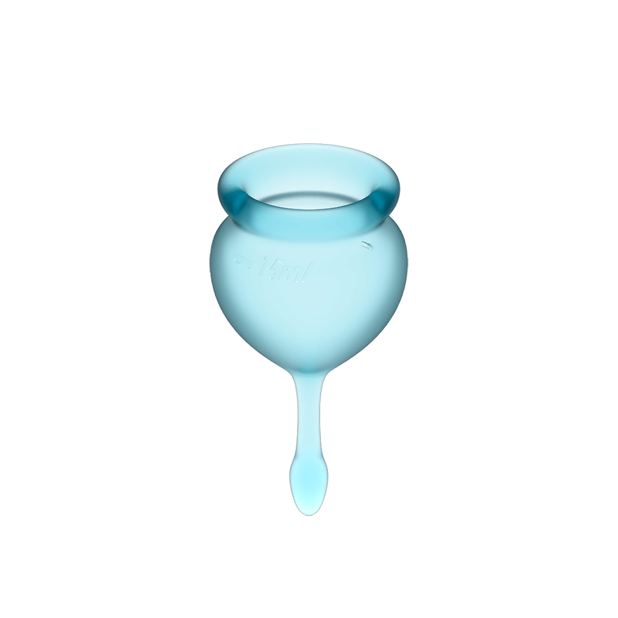 Satisfyer Feel Good Menstrual Cup Light Blue Set of 2 Cups 15ml and 20ml Medical Grade Silicone > Essentials > Menstrual Products