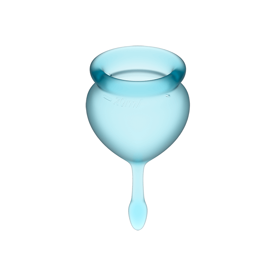 Satisfyer Feel Good Menstrual Cup Light Blue Set of 2 Cups 15ml and 20ml Medical Grade Silicone > Essentials > Menstrual Products