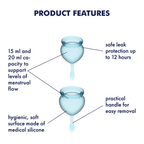Satisfyer Feel Good Menstrual Cup Light Blue Set of 2 Cups 15ml and 20ml Medical Grade Silicone > Essentials > Menstrual Products
