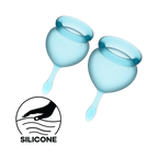 Satisfyer Feel Good Menstrual Cup Light Blue Set of 2 Cups 15ml and 20ml Medical Grade Silicone > Essentials > Menstrual Products