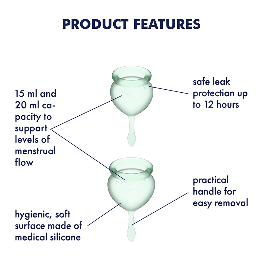 Feel Good Medical-Grade Silicone Reusable Menstrual Cup Set - Light Green > Essentials > Menstrual Products