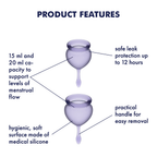 Satisfyer Feel Good Menstrual Cup Lilla Medical Grade Silicone 2 Pack 15ml and 20ml > Essentials > Menstrual Products