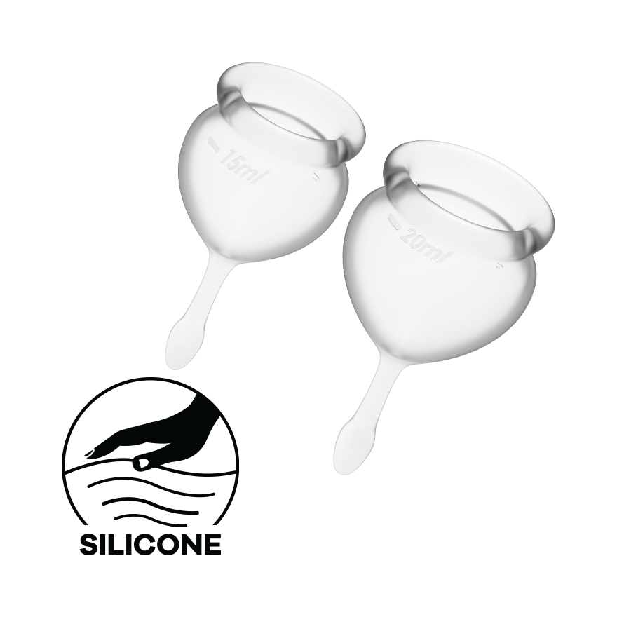 Feel Good Menstrual Cup Set Clear 2 Piece (20ml / 15ml) Medical Grade Silicone Secondary image