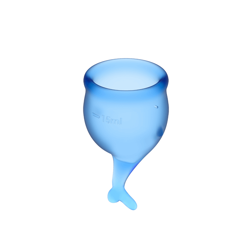 Satisfyer Feel Secure Menstrual Cup Dark Blue Medical Grade Silicone 15ml and 20ml Reusable Kit > Essentials > Menstrual Products