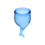 Satisfyer Feel Secure Menstrual Cup Dark Blue Medical Grade Silicone 15ml and 20ml Reusable Kit > Essentials > Menstrual Products