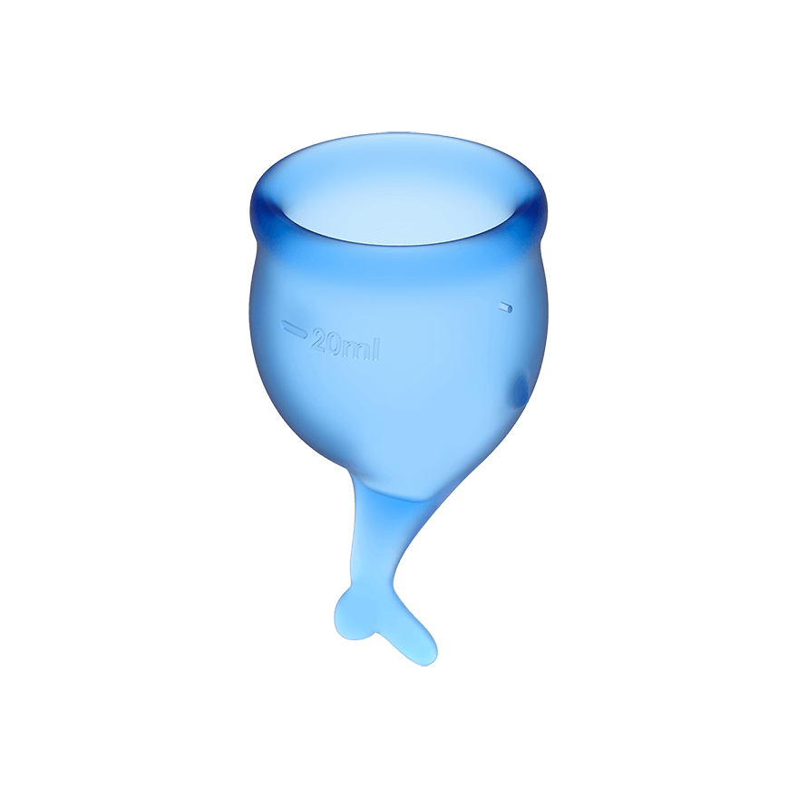 Satisfyer Feel Secure Menstrual Cup Dark Blue Medical Grade Silicone 15ml and 20ml Reusable Kit > Essentials > Menstrual Products