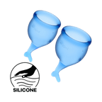 Satisfyer Feel Secure Menstrual Cup Dark Blue Medical Grade Silicone 15ml and 20ml Reusable Kit > Essentials > Menstrual Products