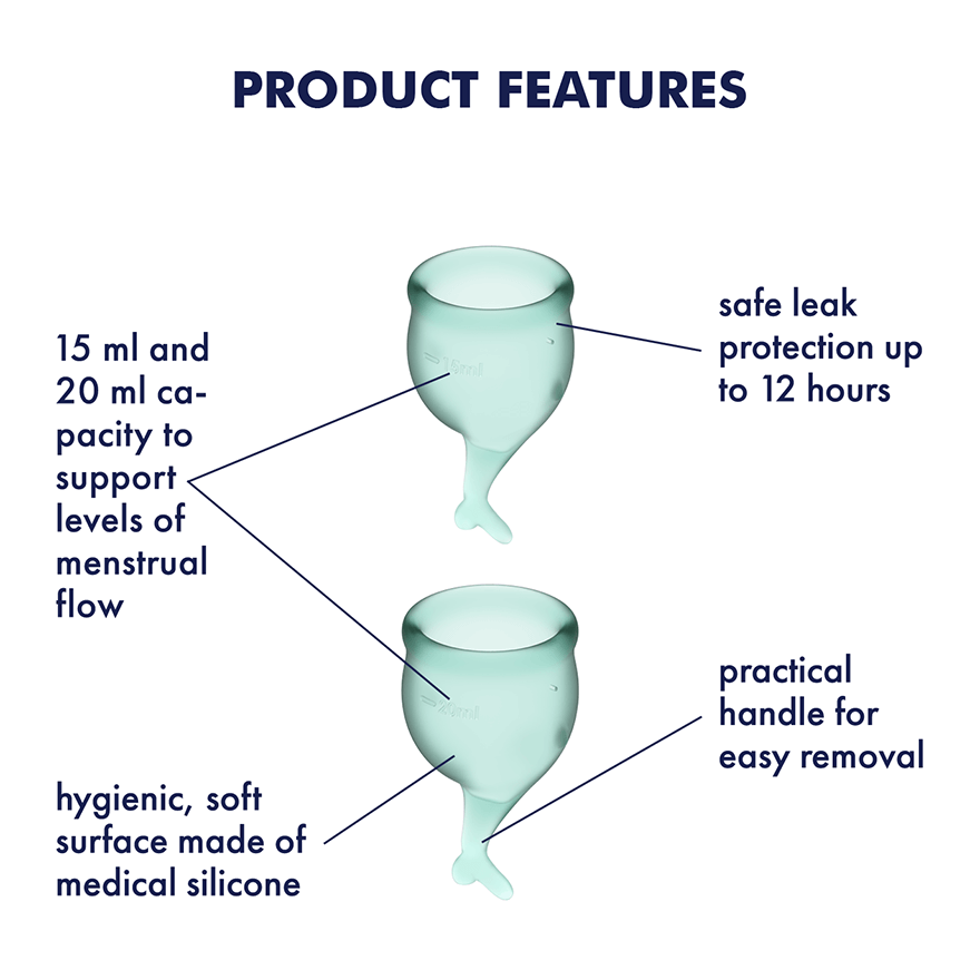 Feel Secure Medical-Grade Silicone Menstrual Cup 2pcs (Dark Green) > Essentials > Menstrual Products