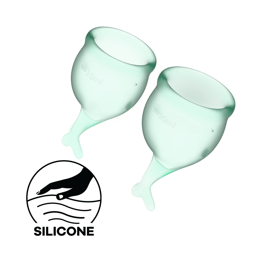 Feel Secure – Medical-Grade Silicone Reusable Menstrual Cup 2pcs (Light Green) > Essentials > Menstrual Products