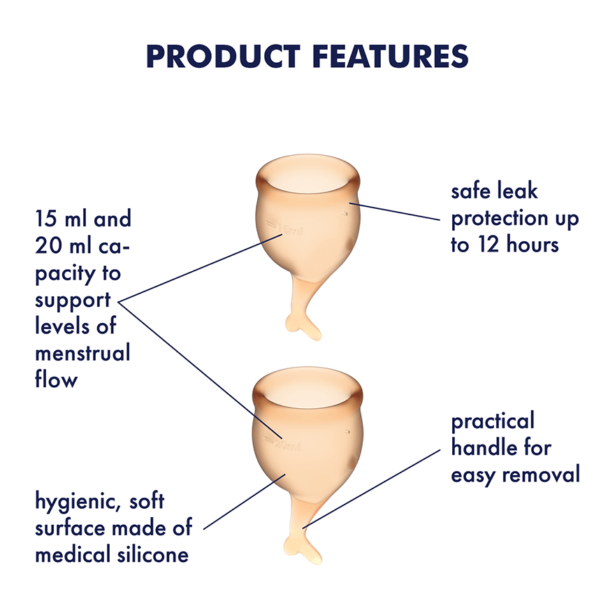 Feel Secure – Medical-Grade Silicone Menstrual Cup Set 2 Pieces (Orange) > Essentials > Menstrual Products