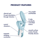 Satisfyer Touch Me 21cm Rabbit Vibrator Blue | Triple Motors Waterproof > Vibrators > Ladies > Rabbit