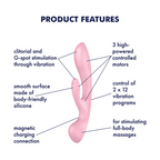 Satisfyer Triple Oh 24cm Luxury Versatile Rechargeable Vibrator > Vibrators > Ladies > Rabbit