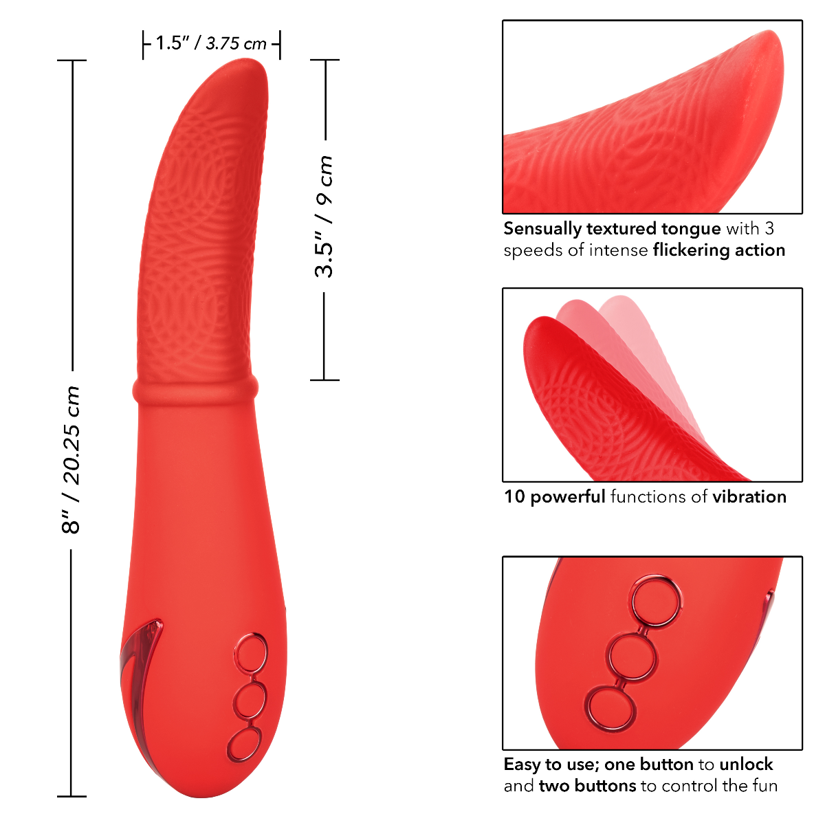 California Dreaming Laguna Beach Lover Silicone Vibrator with 10 Vibration Functions and Flickering Tongue Tip > Vibrators > Standard Vibrators