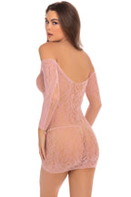 Demure Long Sleeve Mini Dress with Lace Detailing Medium Large S M > Clothes > Dresses and Chemises