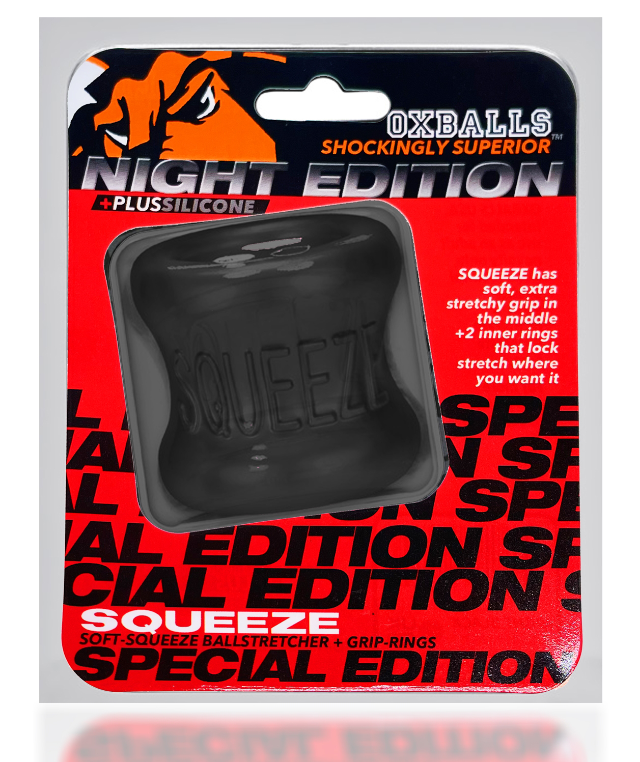 Oxballs Squeeze Ballstretcher Plus Silicone Special Edition Night Black > Sex Toys For Men > Ball Stretchers