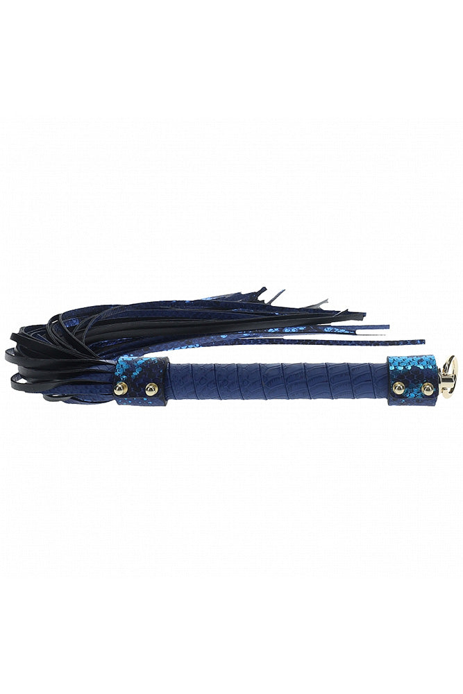 Ouch Florence Collection Flogger in Blue PU Leather with Iridescent Hardware > Bondage Gear > Whips & Floggers