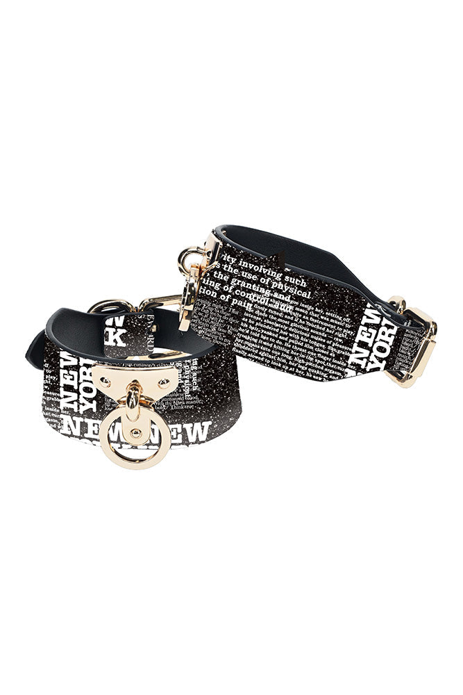 Ouch! NY Collection Adjustable PU Leather Leg Cuffs with Iridescent Hardware and Chain Secondary image