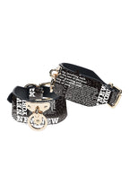 Ouch! NY Collection Adjustable PU Leather Leg Cuffs with Iridescent Hardware and Chain > Bondage Gear > Restraints