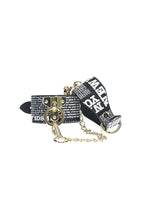 Ouch! NY Collection Adjustable PU Leather Leg Cuffs with Iridescent Hardware and Chain > Bondage Gear > Restraints