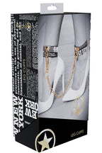 Ouch! NY Collection Adjustable PU Leather Leg Cuffs with Iridescent Hardware and Chain > Bondage Gear > Restraints