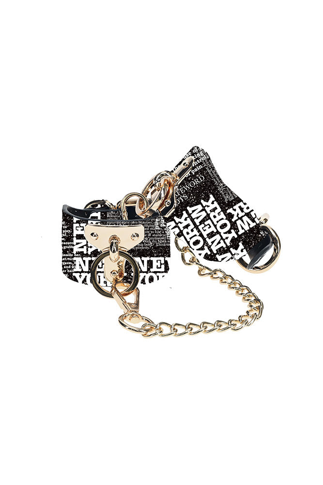 Ouch! NY Collection Handcuffs with Iridescent Hardware and Black PU Leather > Bondage Gear > Restraints Main image