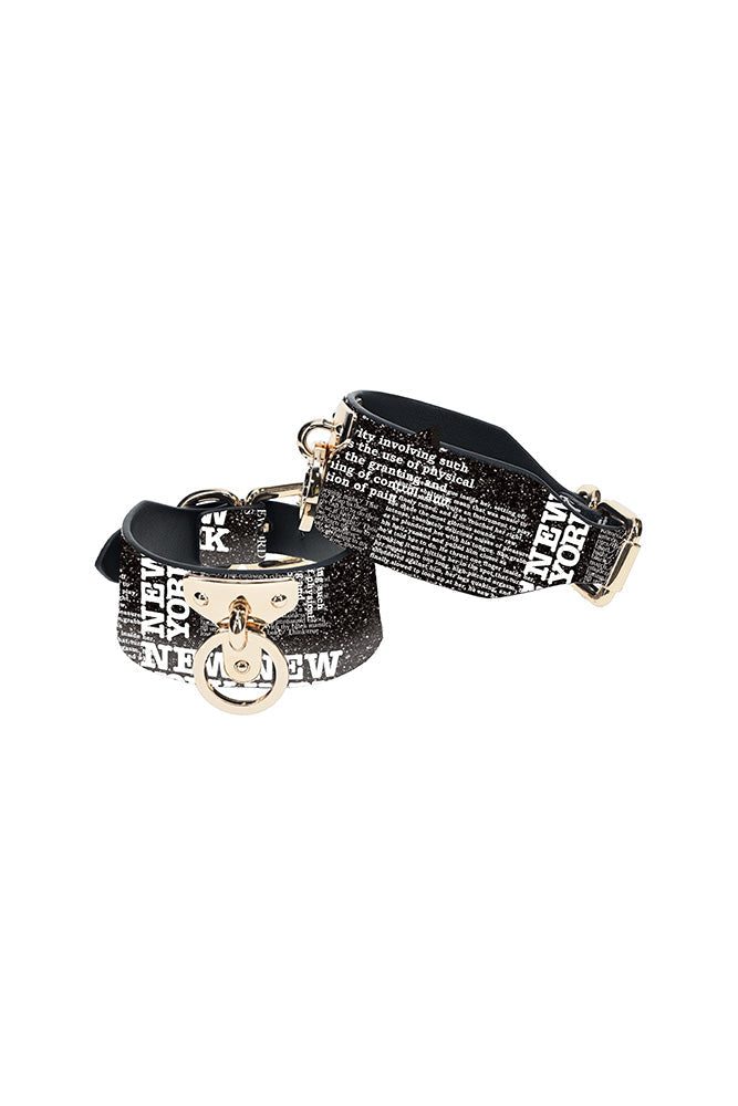 Ouch! NY Collection Handcuffs with Iridescent Hardware and Black PU Leather Secondary image