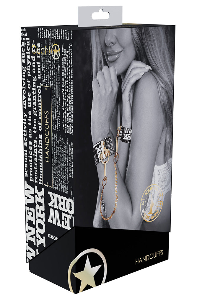 Ouch! NY Collection Handcuffs with Iridescent Hardware and Black PU Leather > Bondage Gear > Restraints