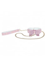 Ouch Paris Collection Collar with Leash in Light Blue PU Leather with Iridescent Hardware > Bondage Gear > Collars & Leashes