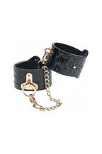 Ouch Rome Collection Black PU Leather Handcuffs with Iridescent Hardware > Bondage Gear > Restraints