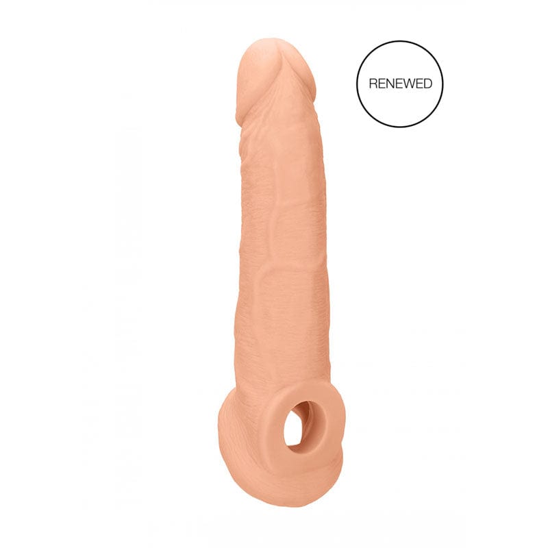 Shots Toys SLEEVES Flesh REALROCK 9'' Realistic Penis Extender with Rings -  22.9 cm Penis Extension Sleeve 7423522551516