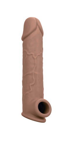Performance Maxx Life-Like Extension 8 Inch Brown with Built-In Scrotum Strap and Hollow Design SLEEVES