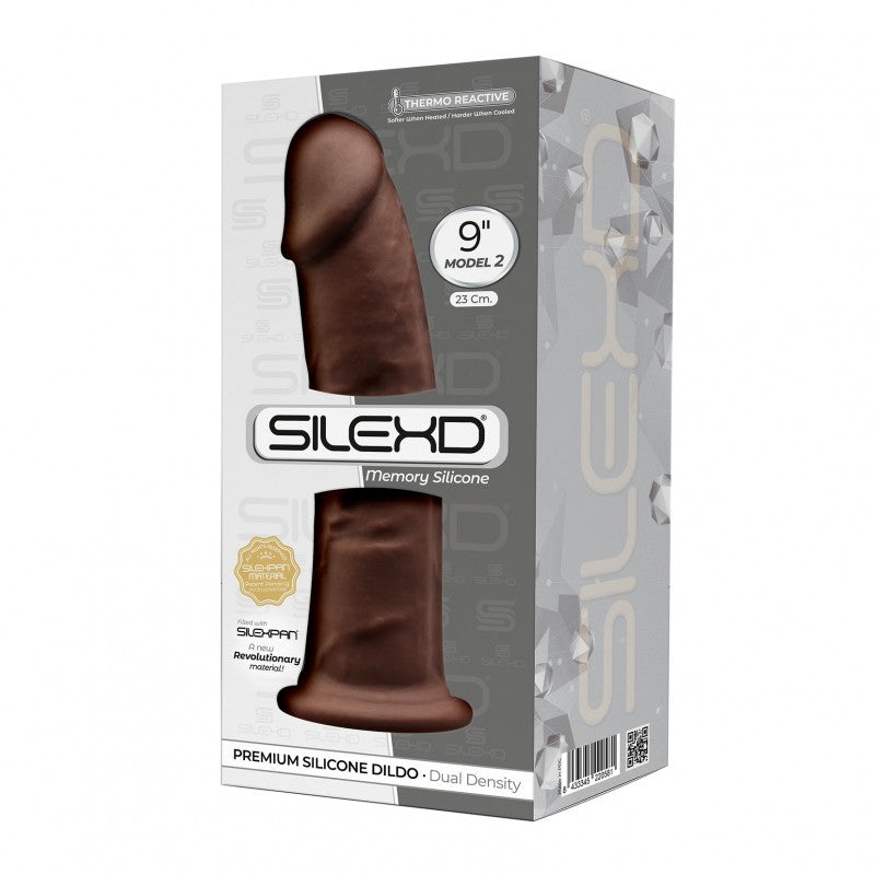 Silexd 9 Inch Model 2 Brown Premium Silicone Dildo Dual Density Secondary image