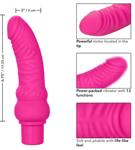Power Stud Curvy Vibrator Pink Flexible Silicone 12 Functions Waterproof > Vibrators > Realistic Vibrators