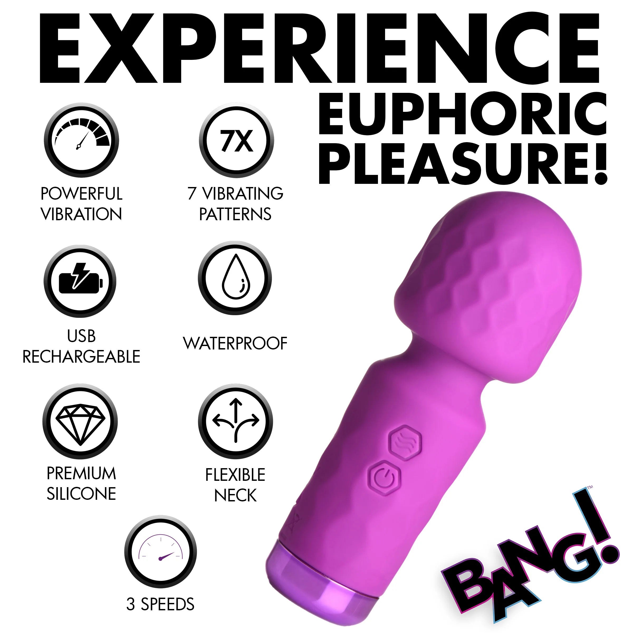 Bang 10X Mini Silicone Wand in Purple > Sex Toys For Ladies > Wand Massagers and Attachments