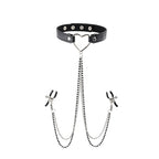 Sex & Mischief Amor Adjustable Collar with Nipple Clamps – Erotic Clothing Accessory > Sex Toys > Nipple Clips
