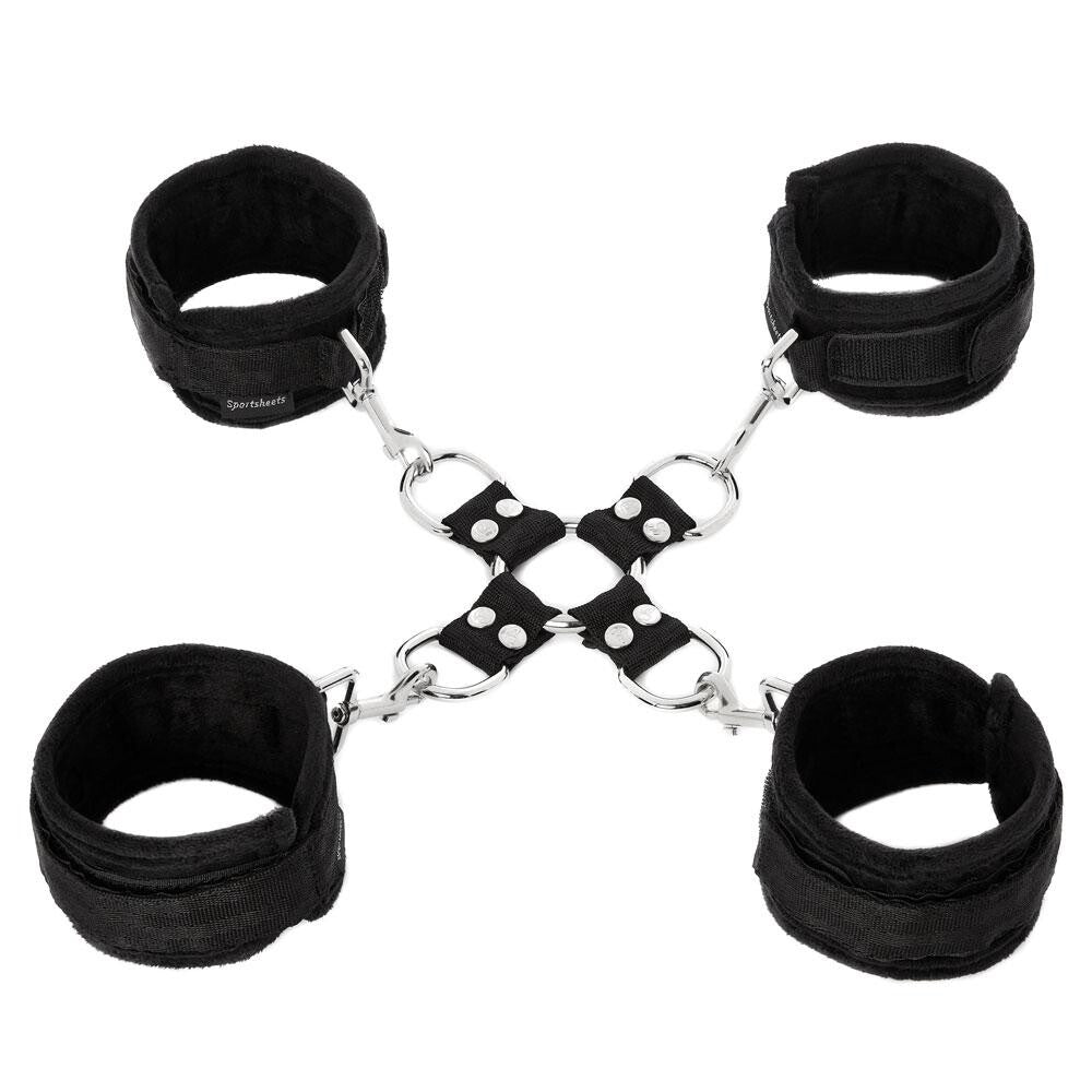 SportSheets 5 Piece Hog Tie and Cuff Set – Steel O-Ring Bondage Restraint Set > Bondage Gear > Restraints Main image