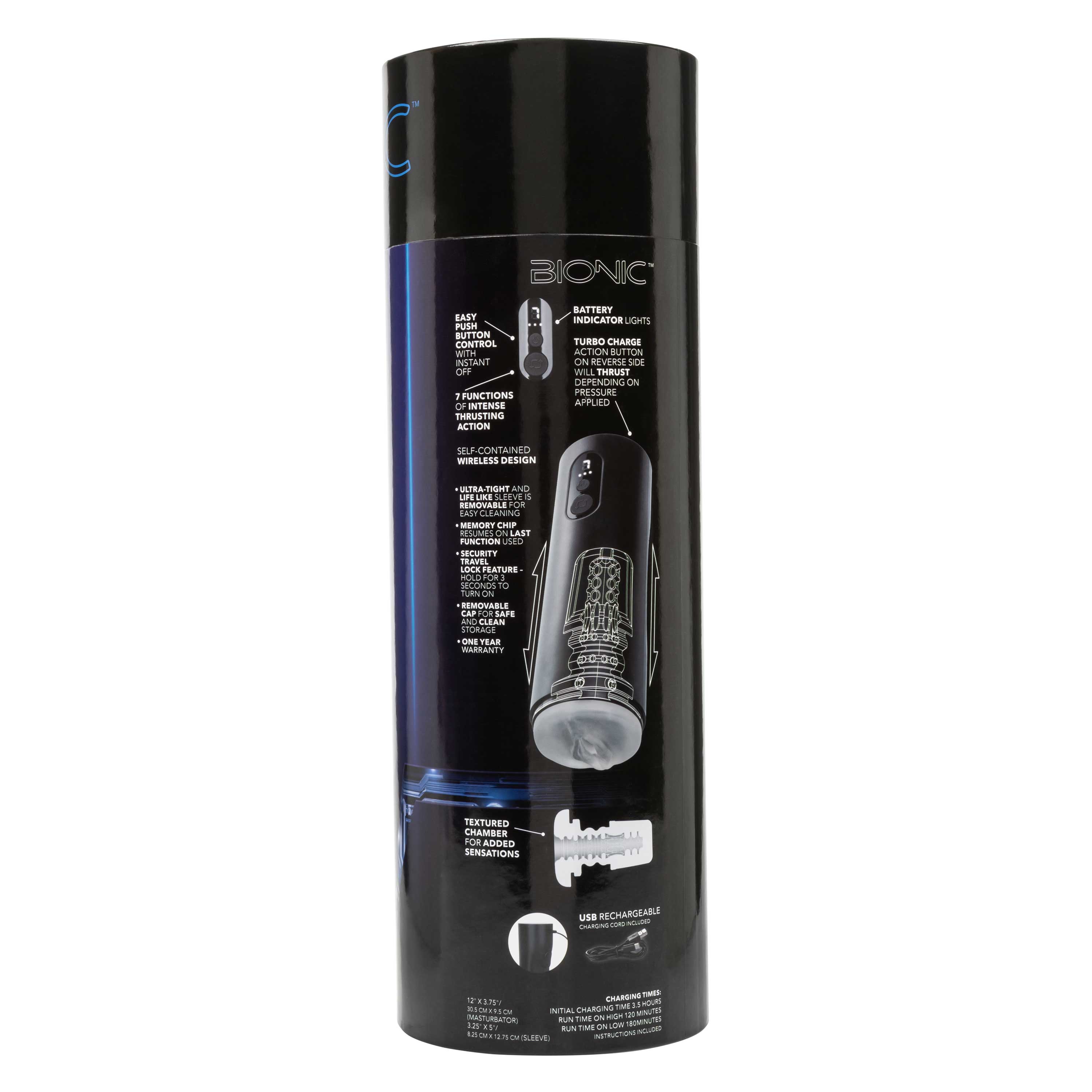 Bionic Thrusting Masturbator Black with Ultra-Soft Sleeve and Seven Thrusting Functions > Sex Toys For Men > Masturbators Premium