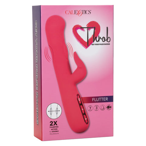 Throb Flutter Red Dual Stimulator Massager with 2x Thumping Action and 7 Vibration Functions, Silicone Waterproof Vibrator > Vibrators > Ladies > Rabbit