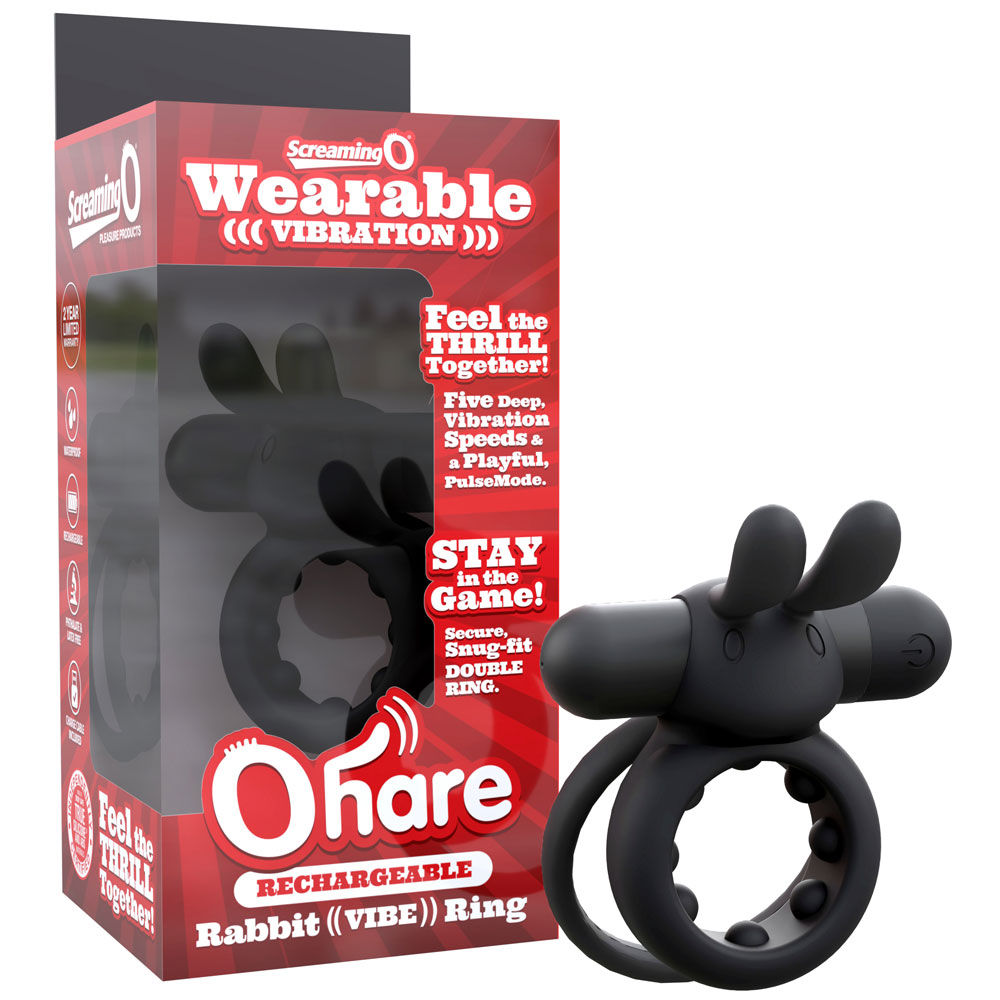 Ohare (Black | Blue | Green) – Rechargeable Silicone Rabbit Vibrating Cock Ring Secondary image