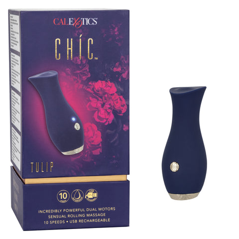 Chic Tulip Waterproof Dual Motor Rolling Massager in Navy Blue with 10 Speeds and Rechargeable > Sex Toys For Ladies > Rose Stimulators