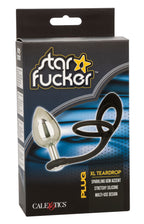Star Fucker XL Teardrop Plug Black Silicone and Silver Metal Dual Enhancer with Sparkling Gem Accent > Anal Range > Prostate Plugs