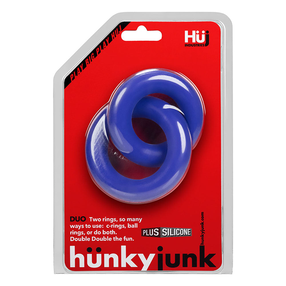 Duo Linked Cock and Ball Rings by Hunkyjunk Cobalt > Cock Ring > Sets