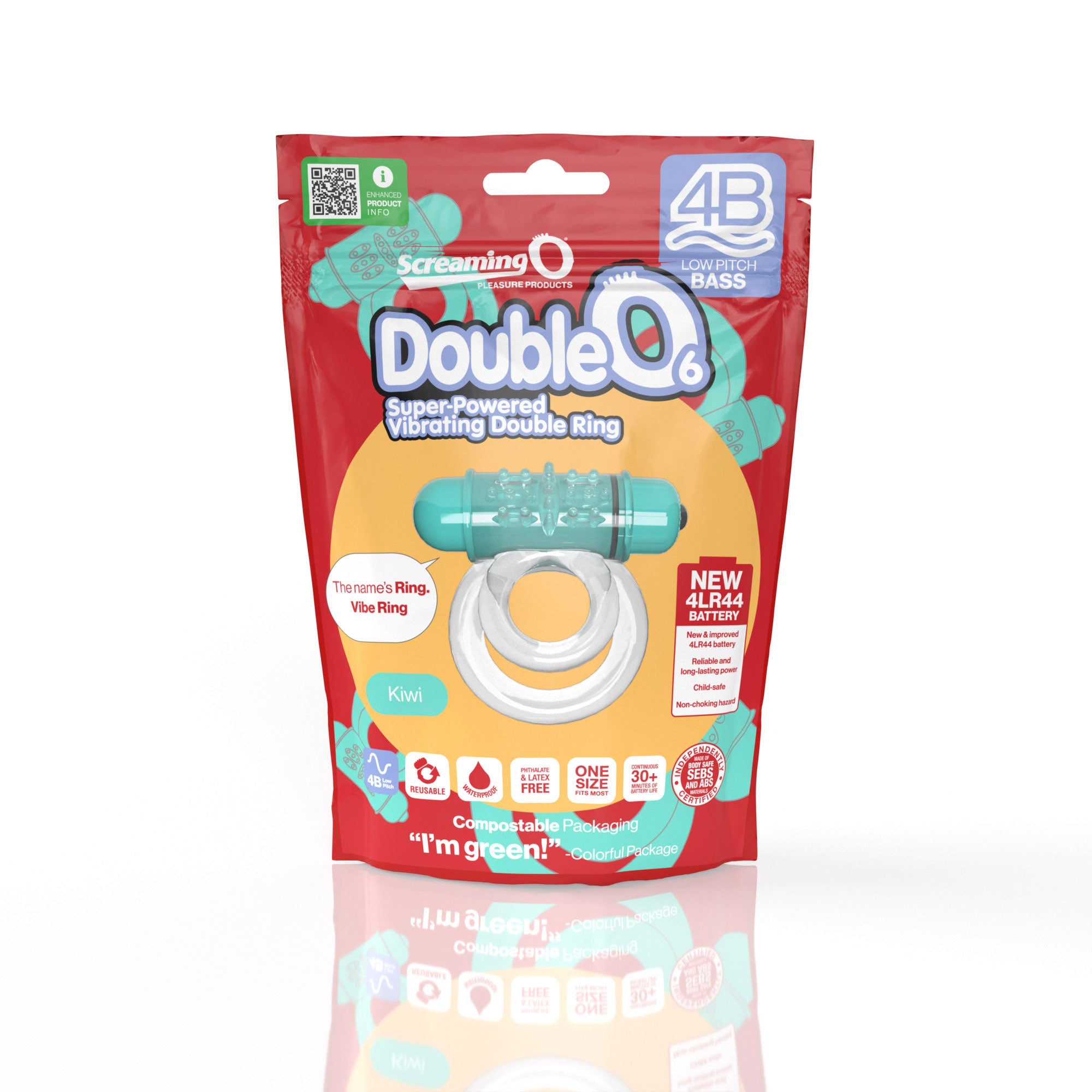 Double O 6 Vibrating Ring – Low Pitch Bass, Raised Ticklers, Long-Lasting Battery Ring > Cock Ring > Vibrating